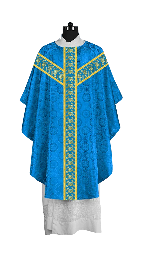 Traditional Gothic Chasuble Vestment with Embroidered Orphrey