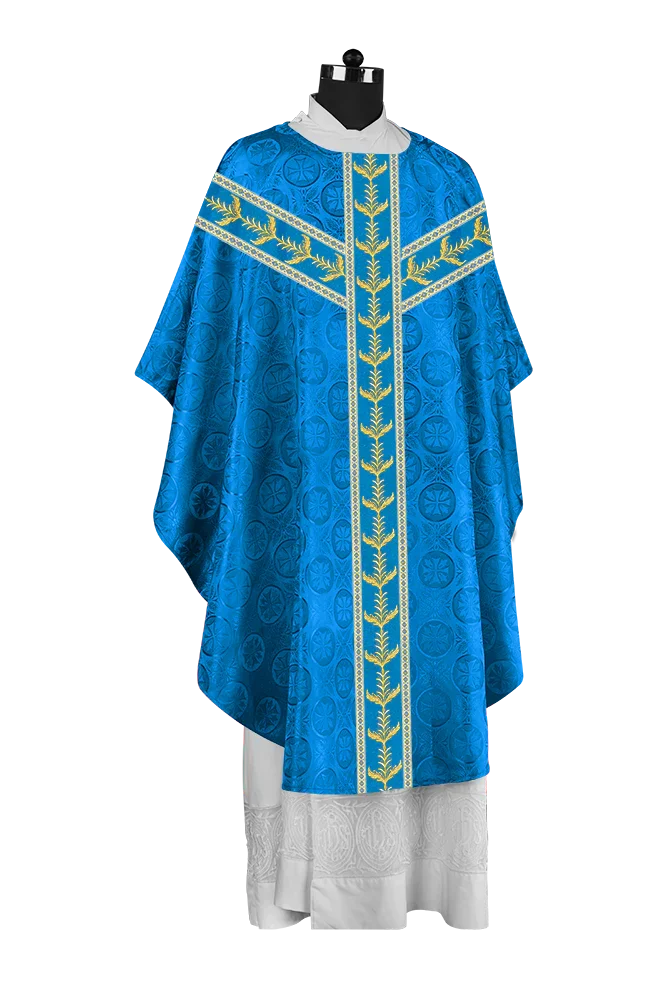 Embroidered Gothic Chasuble with Intricate Liturgical Detailing
