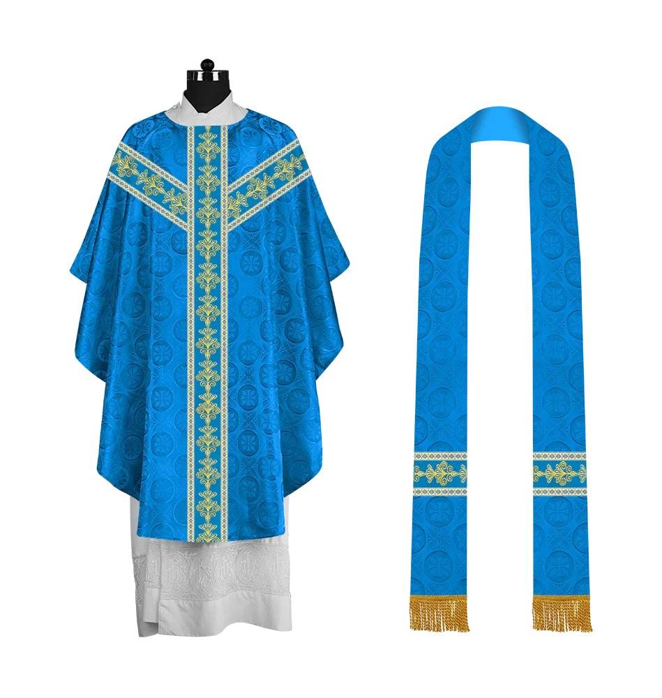 Ornate Gothic Chasuble with Y-type Embroidered Orphrey