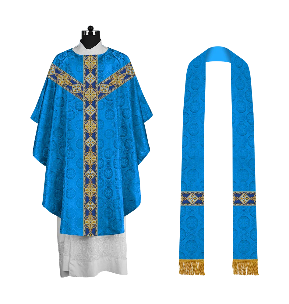 Elegant Gothic Chasuble with Ornate Braided Orphrey