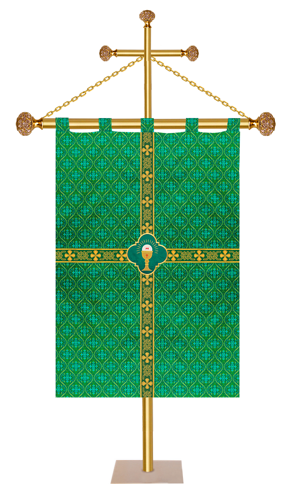 Church Banner With Adorned woven Braid and Trim