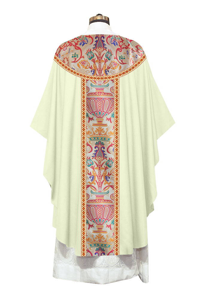 Gothic Chasuble in Coronation Tapestry Enhanced with Orphrey and Trims