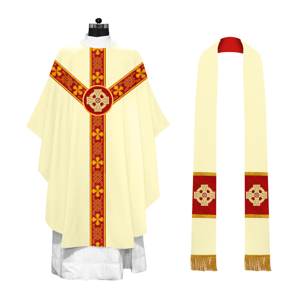 Gothic Chasuble adorned with lace and CEEC Motif