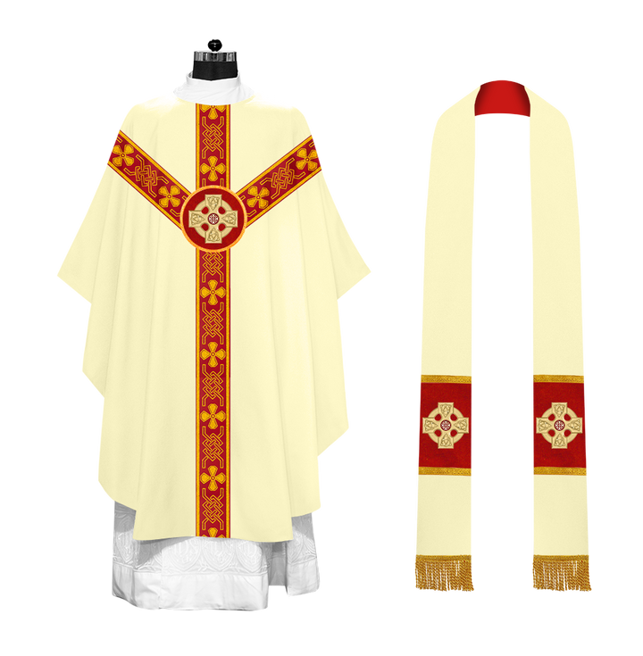 Gothic Chasuble adorned with lace and CEEC Motif