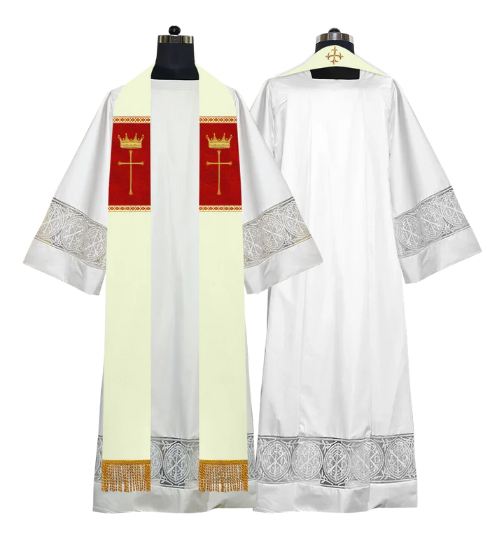 Pastor Clergy Stole with Spiritual Cross and Crown Embroidery