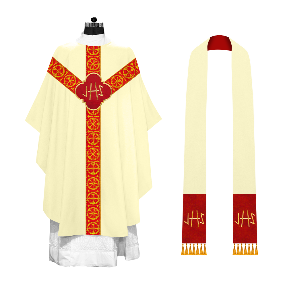 Gothic Chasuble Vestment with Y type braided orphrey