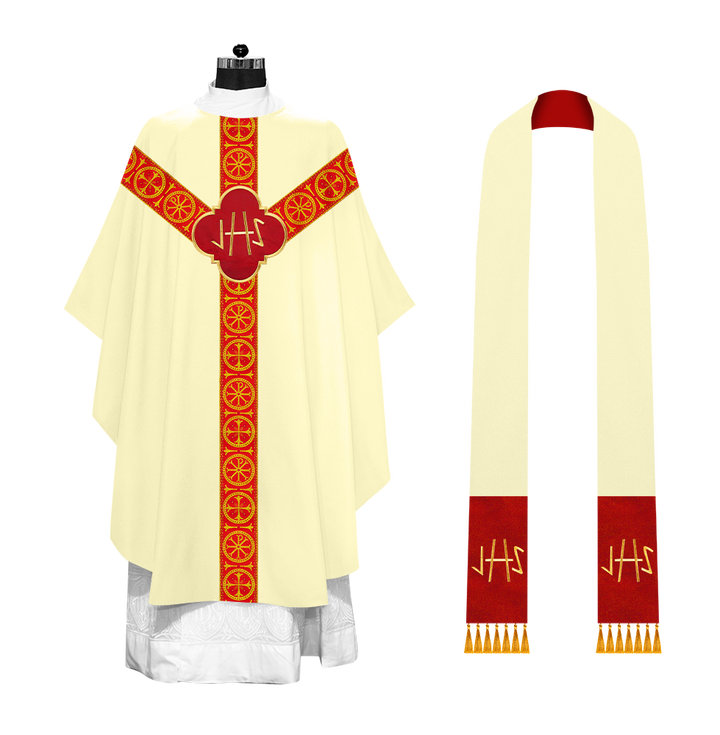 Gothic Chasuble Vestment with Y type braided orphrey