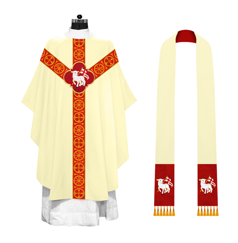 Gothic Chasuble Vestment with Y type braided orphrey