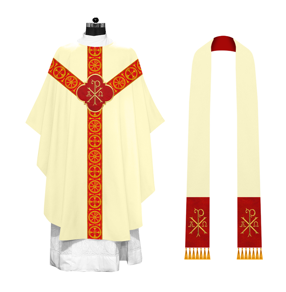 Gothic Chasuble Vestment with Y type braided orphrey