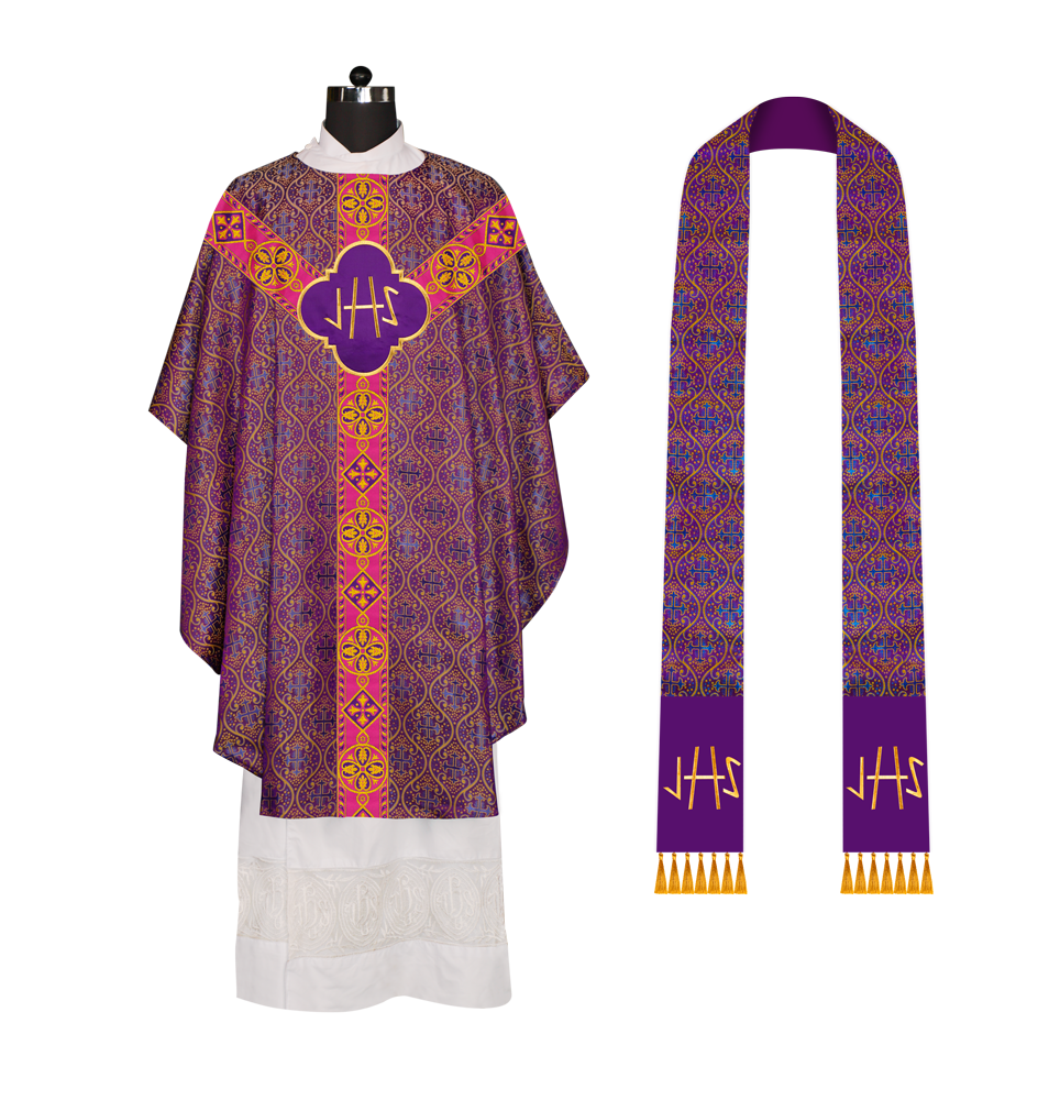 Gothic Chasuble Vestments with Braided Orphrey