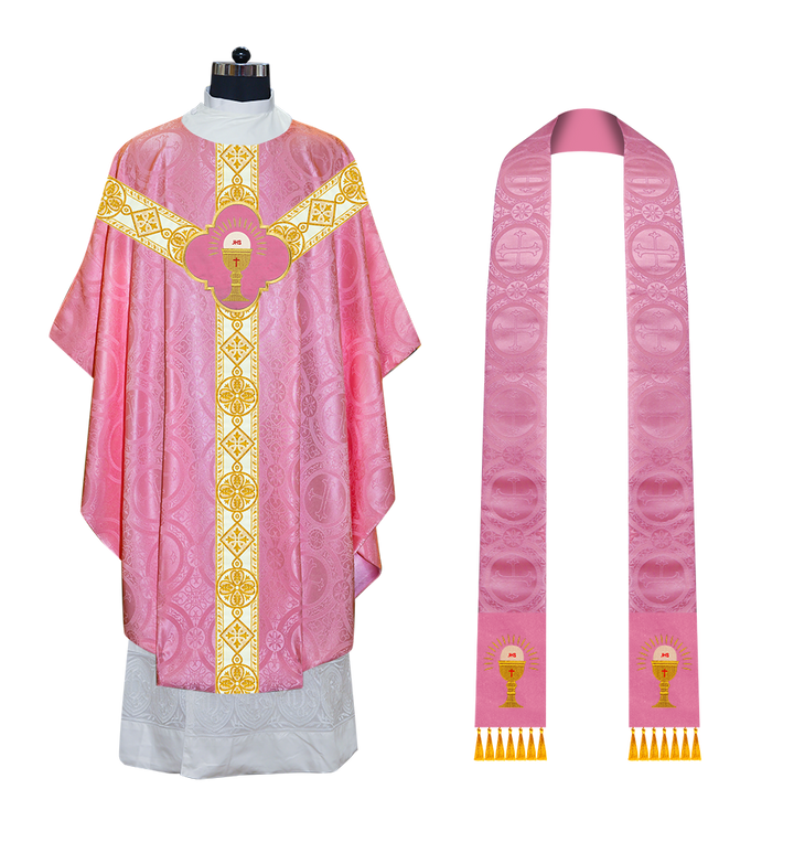 Gothic Chasuble Vestment with Motif and Trims