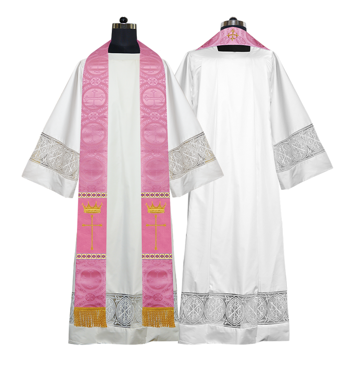 Pastor Clergy Stole with Spiritual Cross and Crown Embroidery