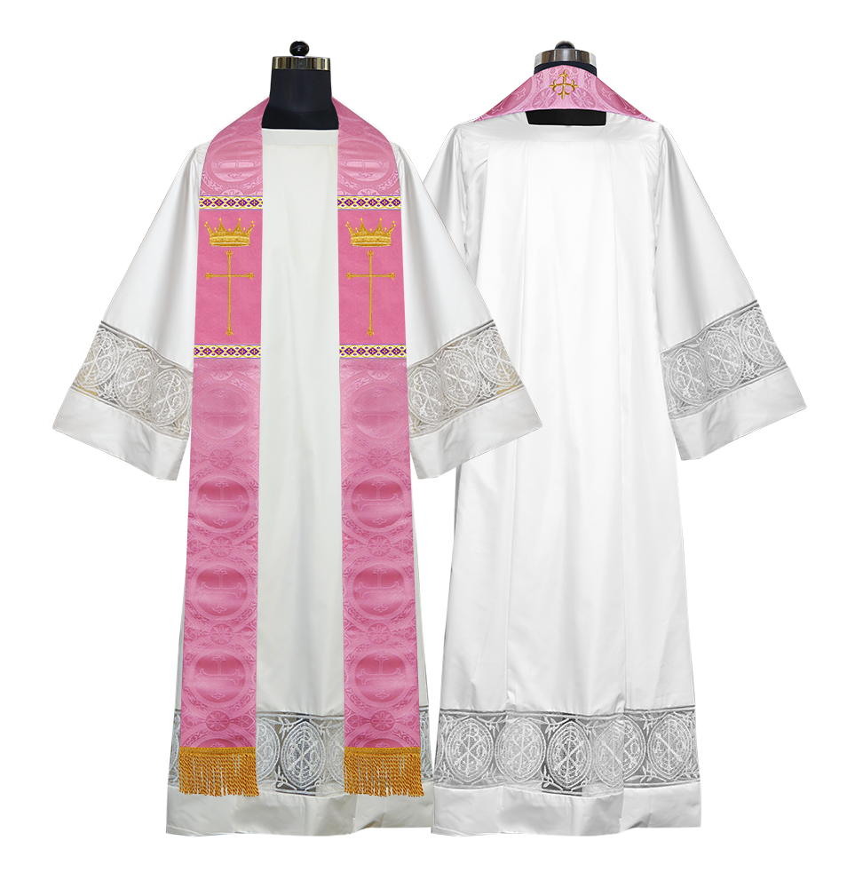 Pastor Clergy Stole with Spiritual Cross and Crown Embroidery