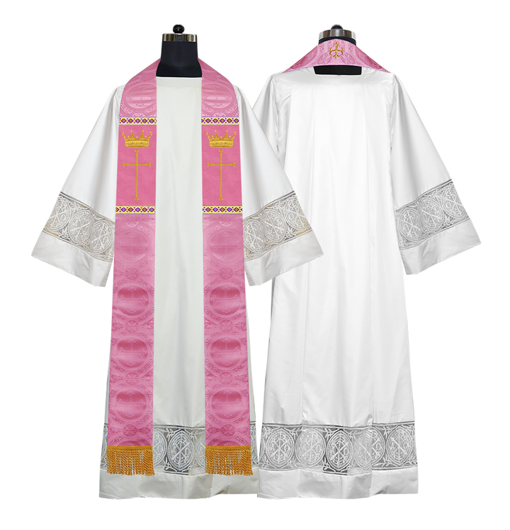 Pastor Clergy Stole with Spiritual Cross and Crown Embroidery