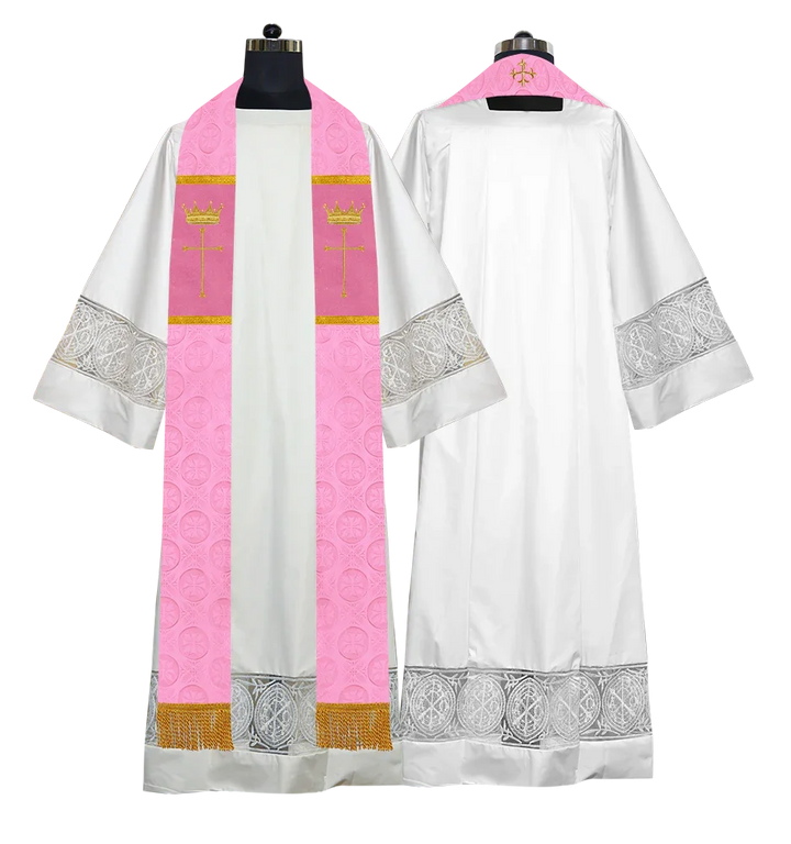 Clergy Stole with Embroidered Liturgical Motif