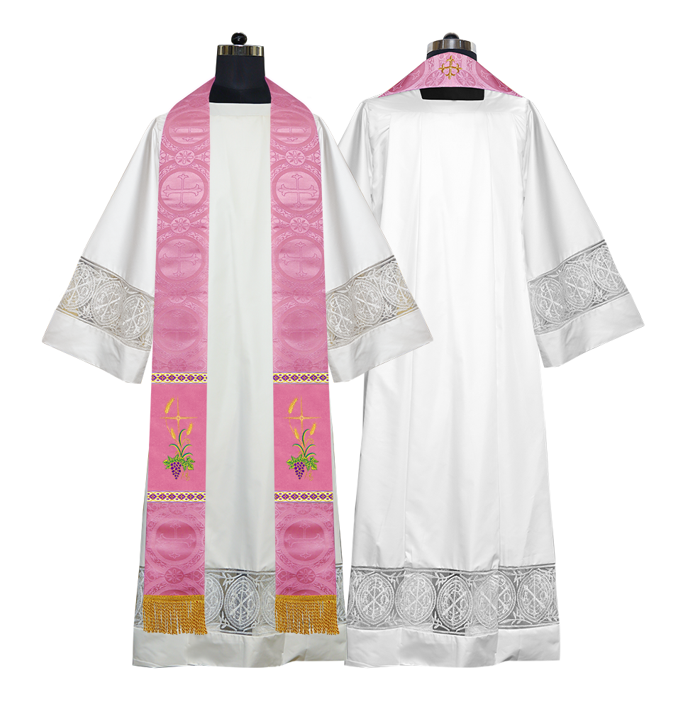 Handmade Clergy stole with Spiritual Grapes and Wheat