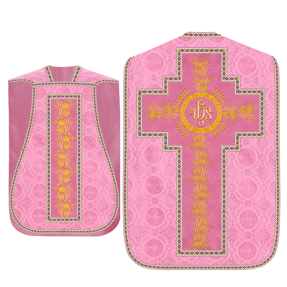 Roman Chasuble Vestment With Grapes Embroidery and Trims