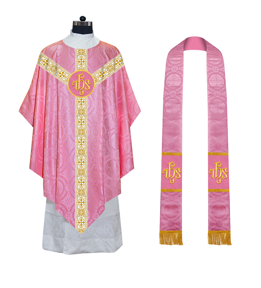 Traditional Pugin Style Chasuble Adorned with White Braids