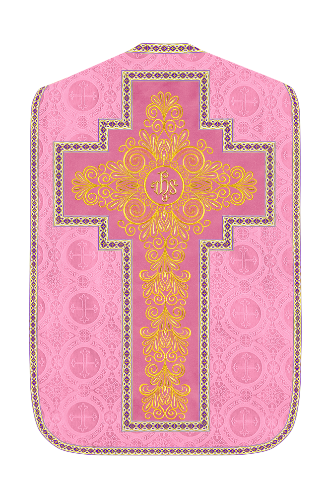 Roman Chasuble Vestment enriched With Coloured Braids and Trims