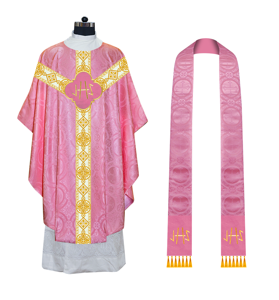 Gothic Chasuble Vestment with Motif and Trims