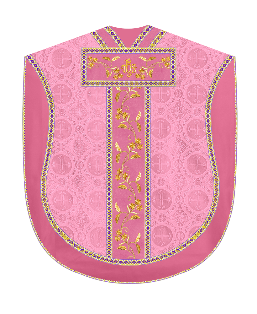 Borromean Chasuble Vestment Ornated With Floral Design and Trims