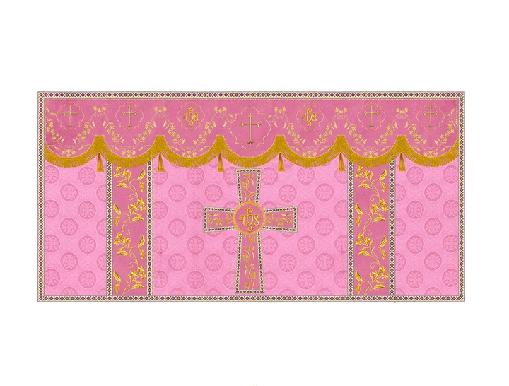 Elegant Embroidered Altar Cloth with Decorative Trim