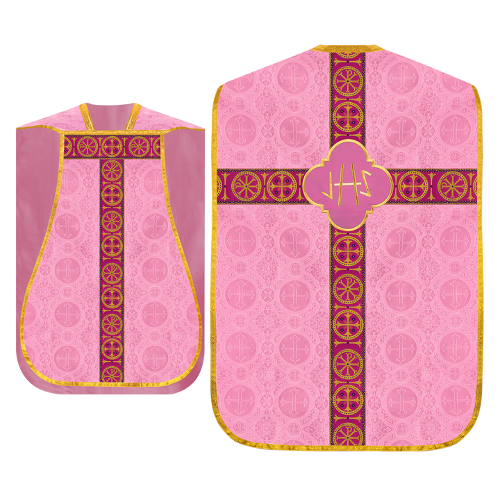 Roman Chasuble Vestment with Spiritual Motif and Ornate Braids