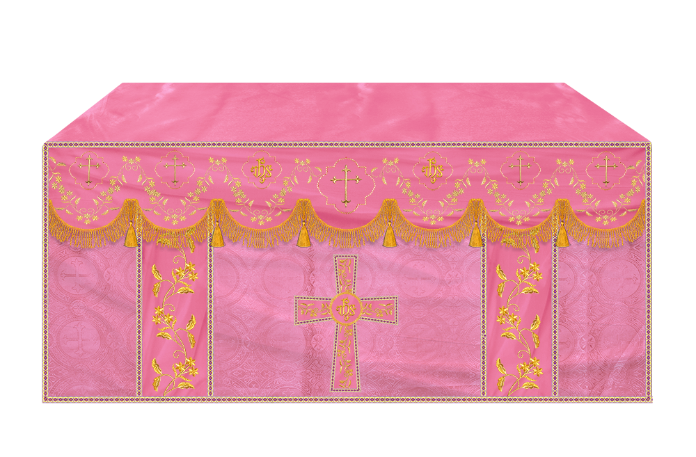 Altar Table Cloth With Floral Embroidery trims