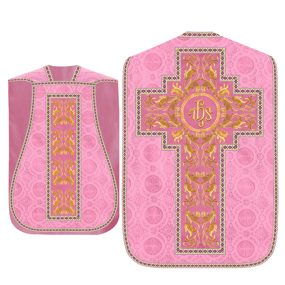 Roman Chasuble Vestment With Woven Braids and Trims