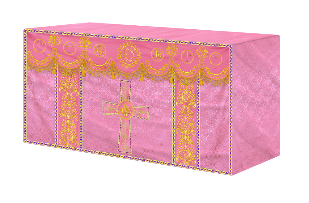 Ornate Altar Cloth with Gold Embroidery & Gothic Cross Design