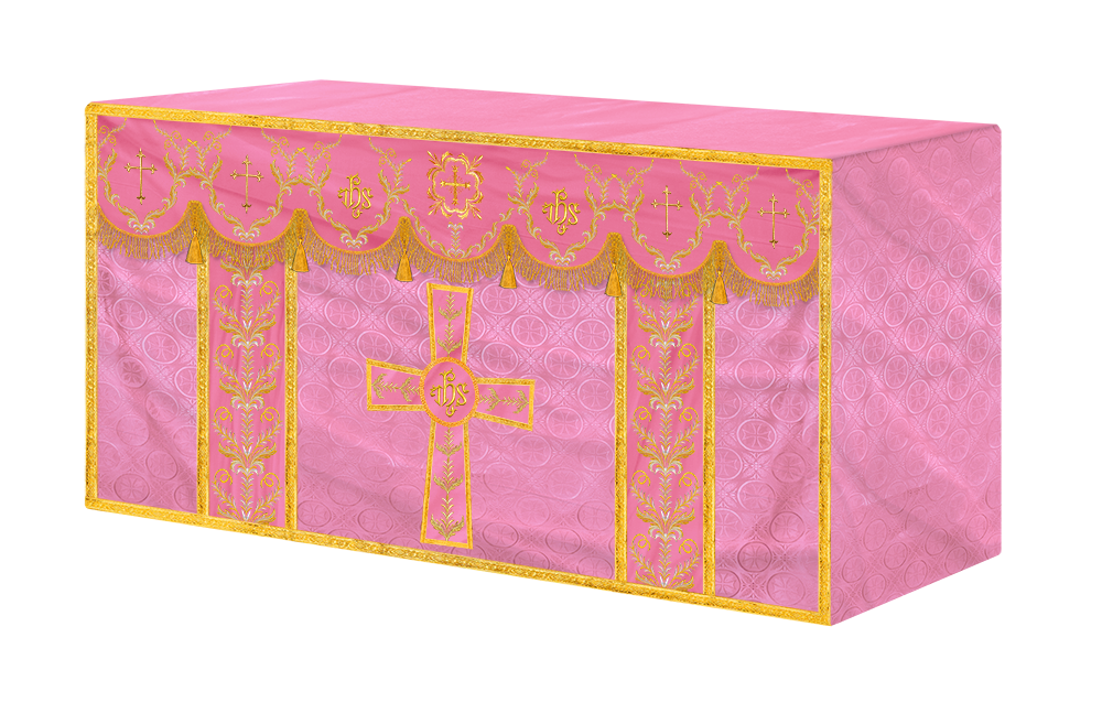 Handcrafted Church Altar Cloth with Detailed Embroidered Trims