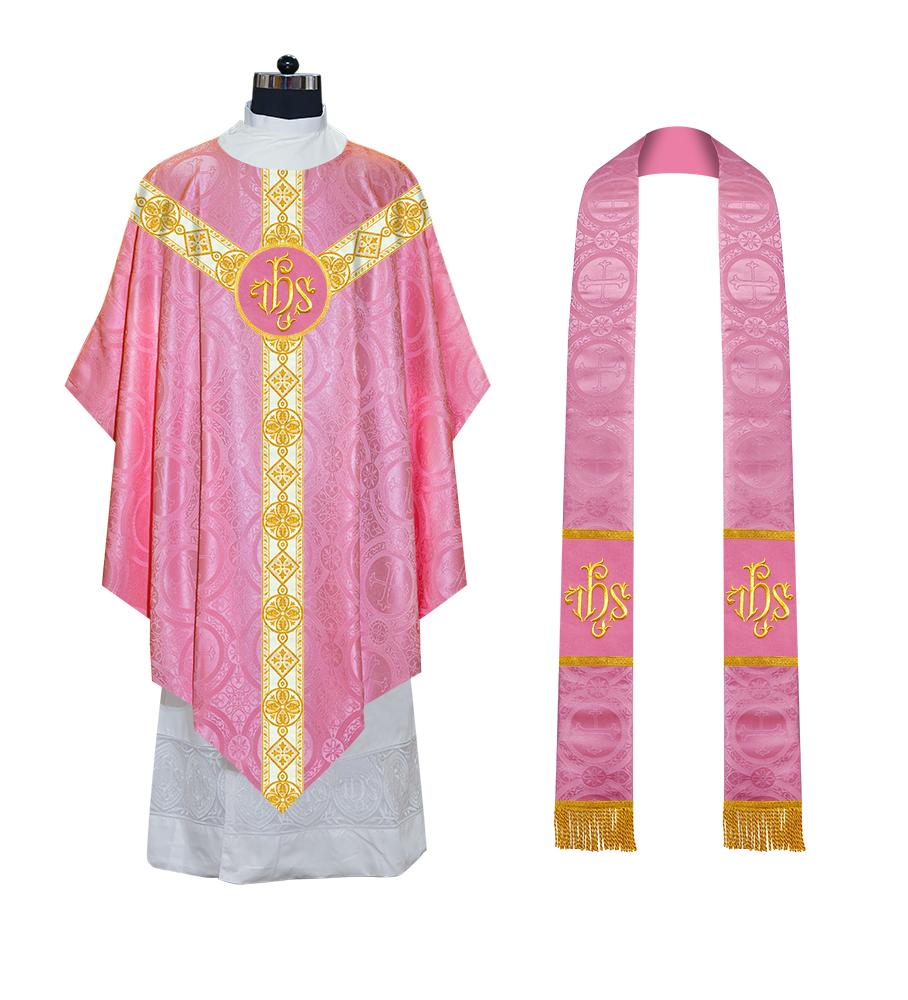 Traditional Pugin Style Chasuble Adorned with White Braids