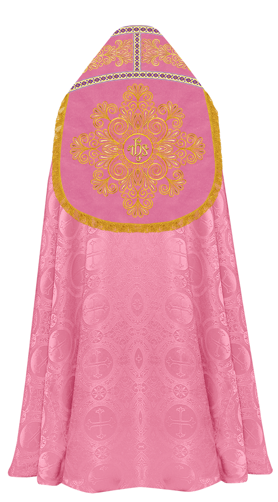 Roman Cope Vestment with Spiritual Motif and Adorned Embroidery