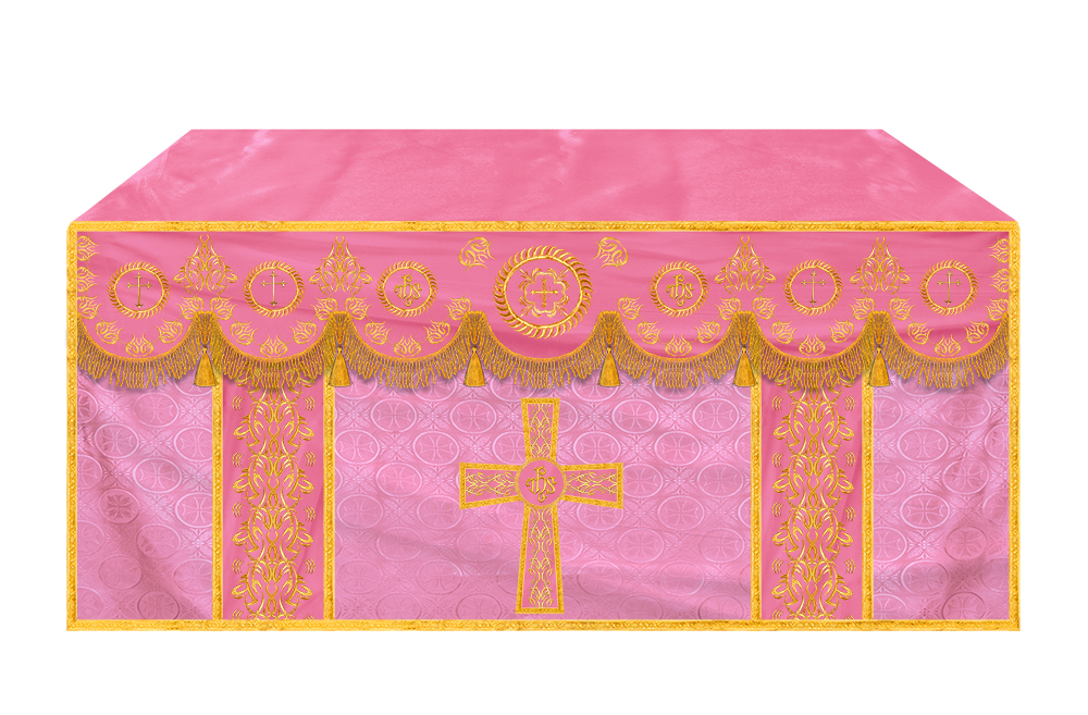 Liturgical Altar Table Cloth with Elegant Embroidery Trims