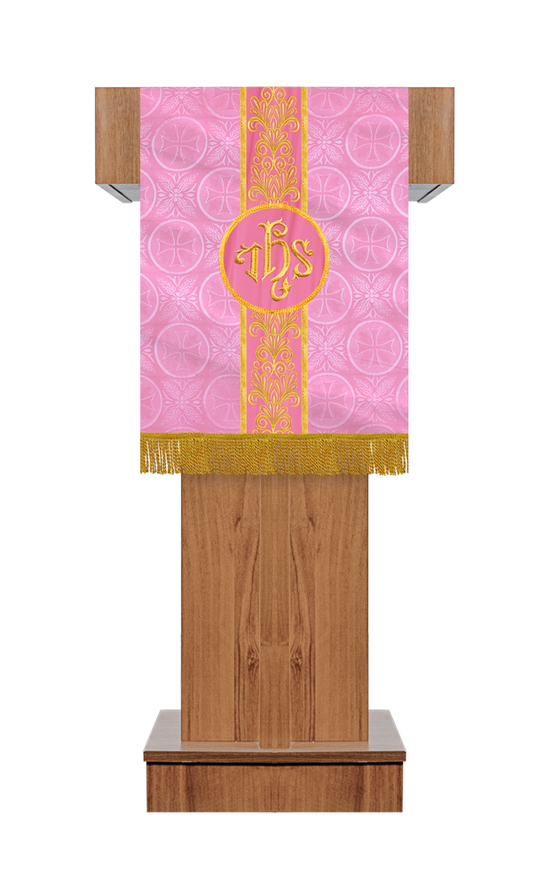 Traditional Altar Cloth Adorned with Embroidered Trims and Motif