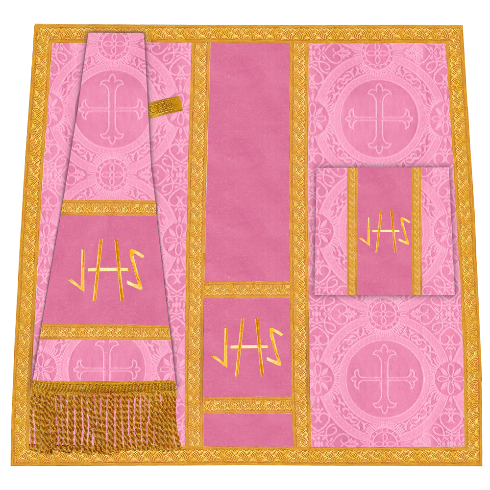 Roman Chasuble Vestment with Spiritual Motif and Ornate Braids