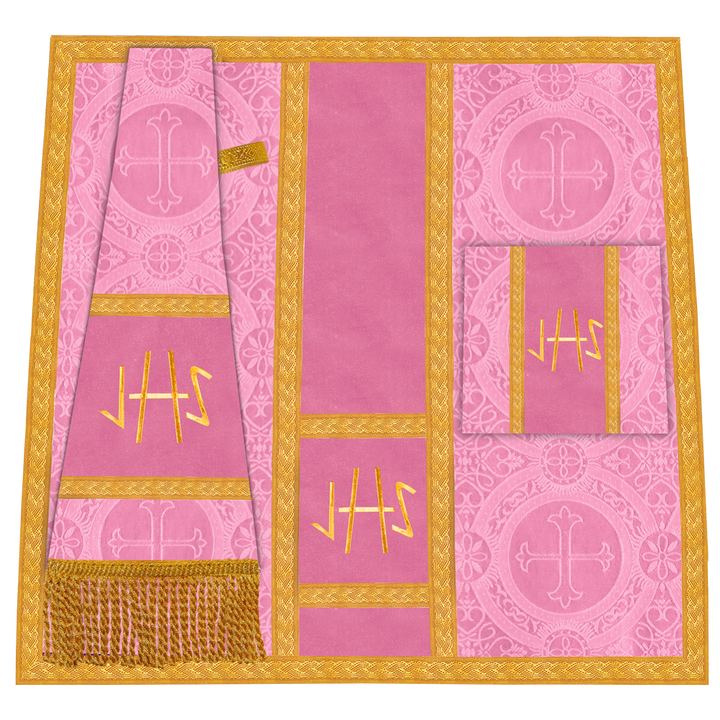 Roman Chasuble Vestment with Spiritual Motif and Ornate Braids