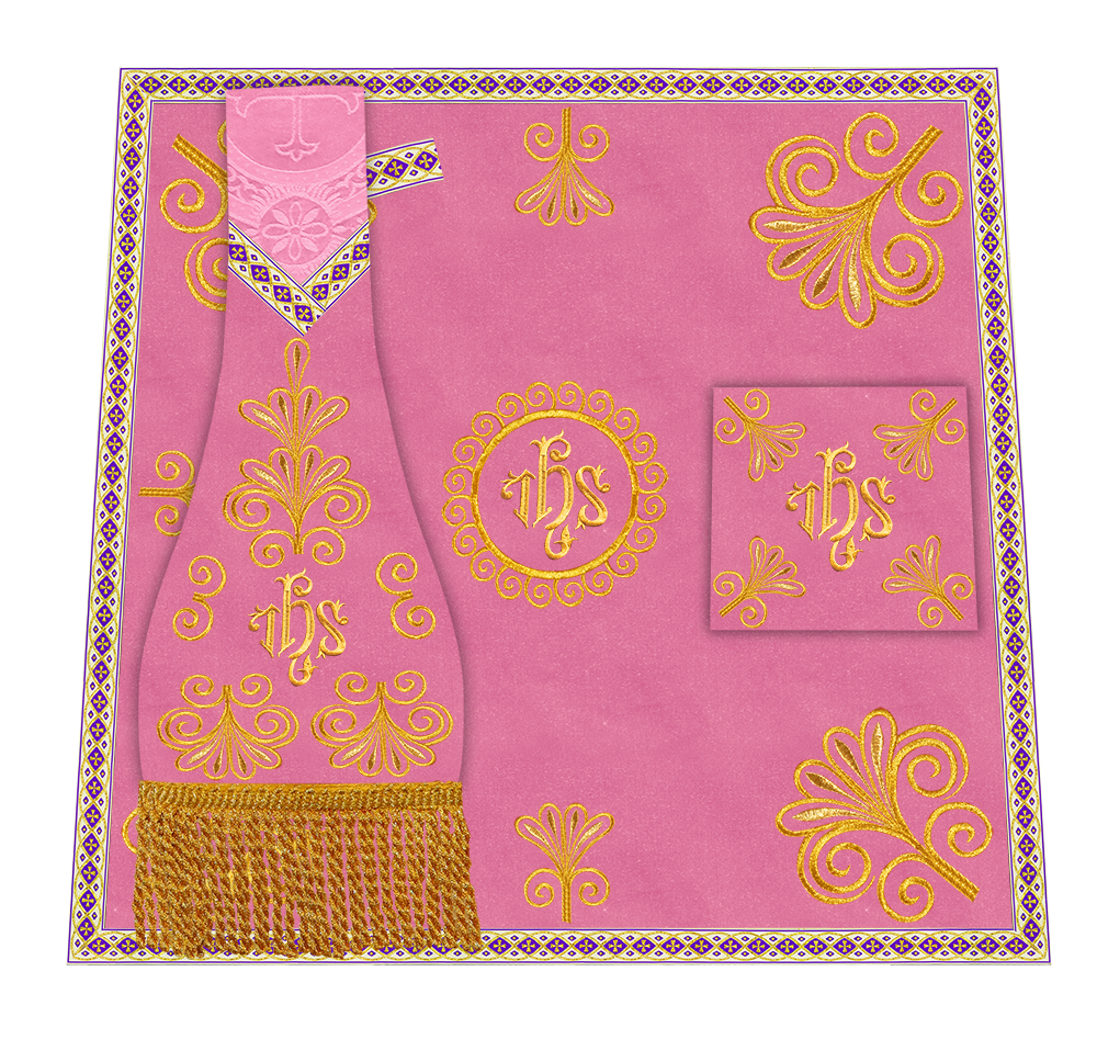 Roman Chasuble Vestment enriched With Coloured Braids and Trims