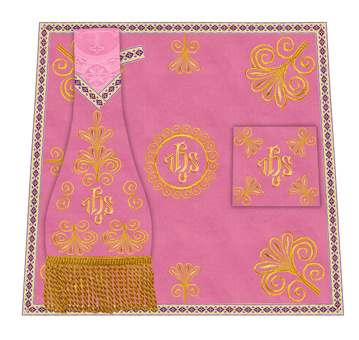 Roman Chasuble Vestment enriched With Coloured Braids and Trims