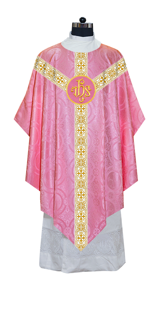 Traditional Pugin Style Chasuble Adorned with White Braids