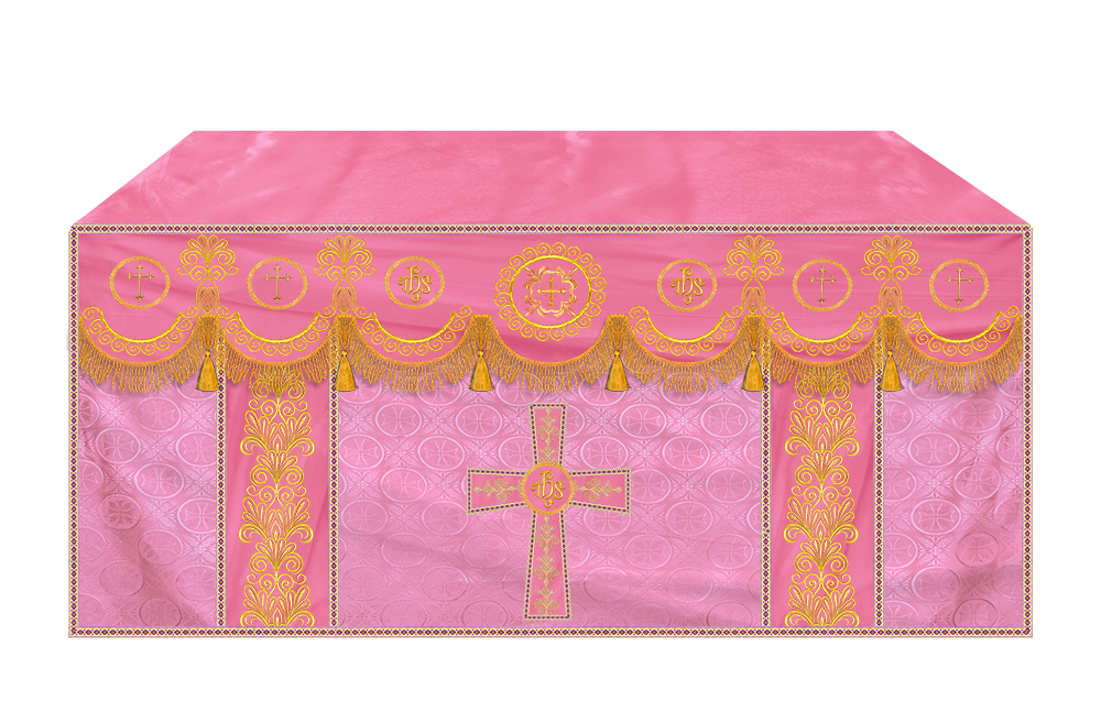 Ornate Altar Cloth with Gold Embroidery & Gothic Cross Design
