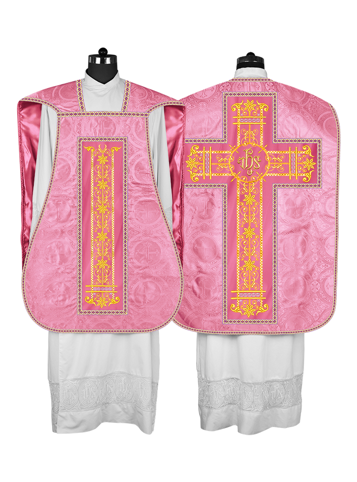 Roman Chasuble Vestment Enhanced With Orphrey and Trims