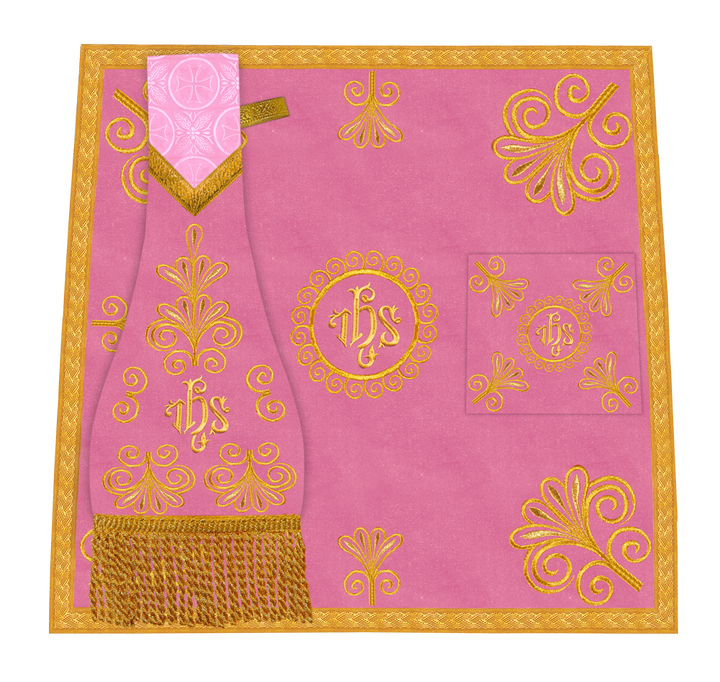 Traditional Altar Cloth Adorned with Embroidered Trims and Motif