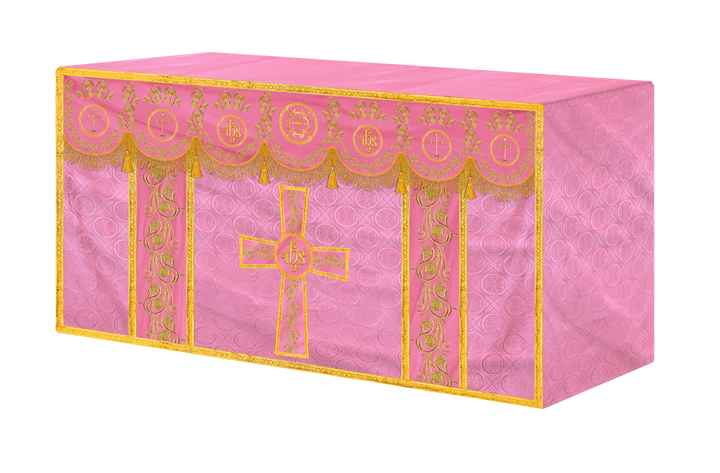 Embroidered Catholic Altar Cloth with Golden Braids