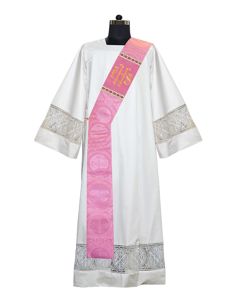 Deacon Stole with IHS Embroidered Spiritual Motifs