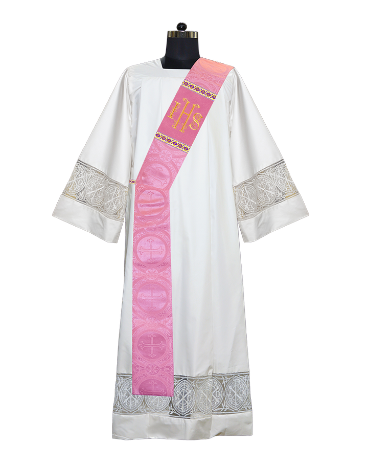 Deacon Stole with IHS Embroidered Spiritual Motifs