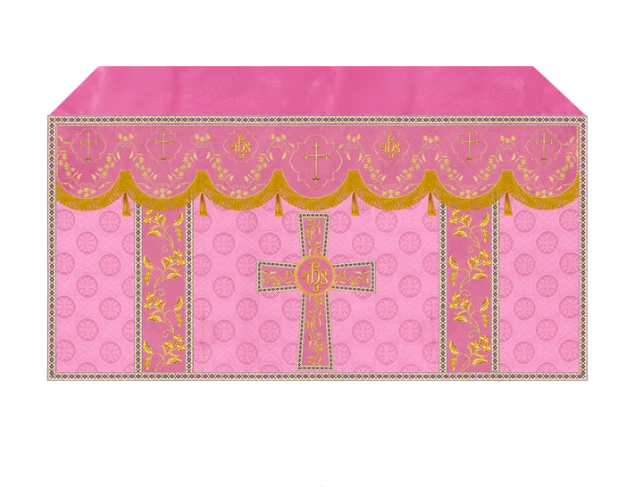 Elegant Embroidered Altar Cloth with Decorative Trim