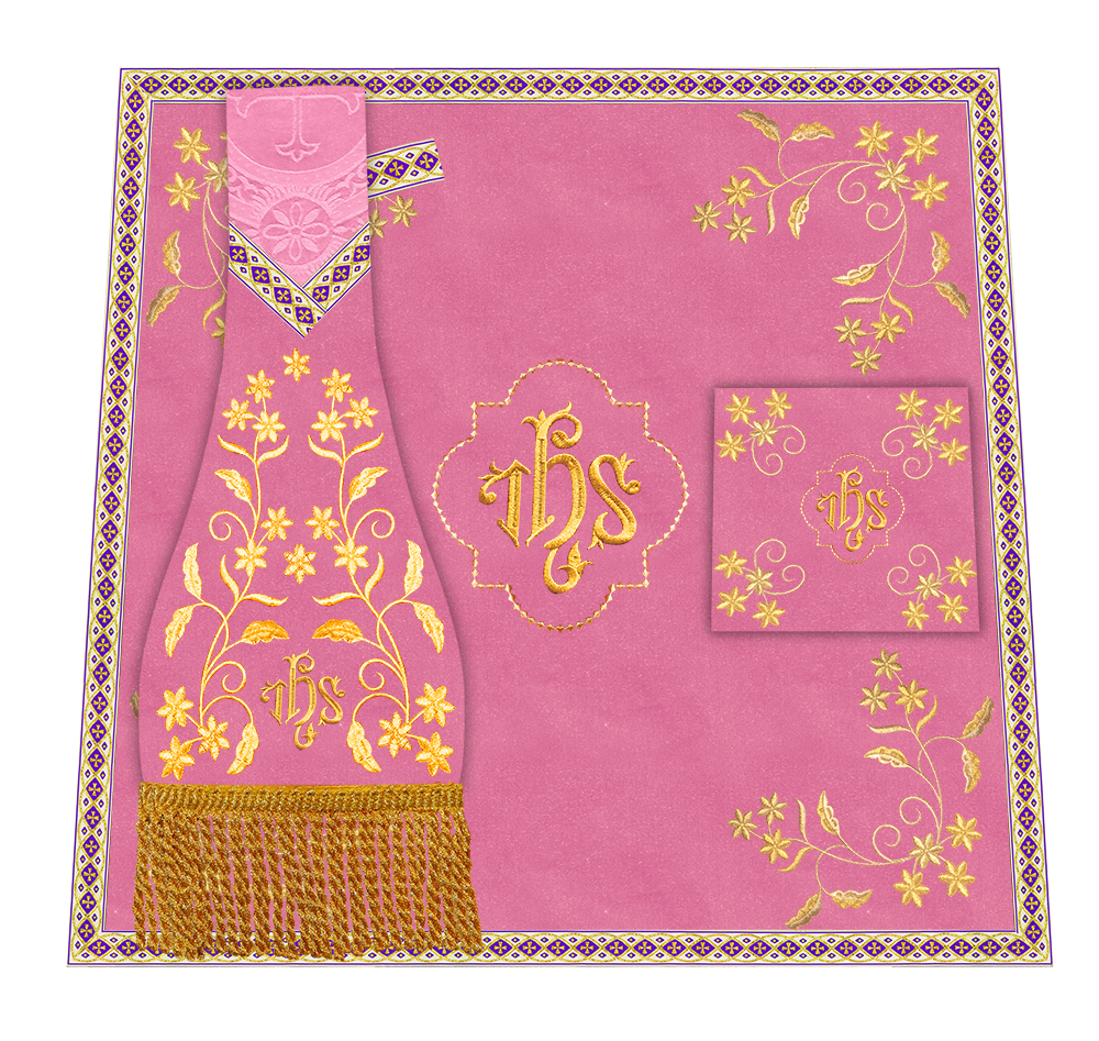 Borromean Chasuble Vestment Ornated With Floral Design and Trims