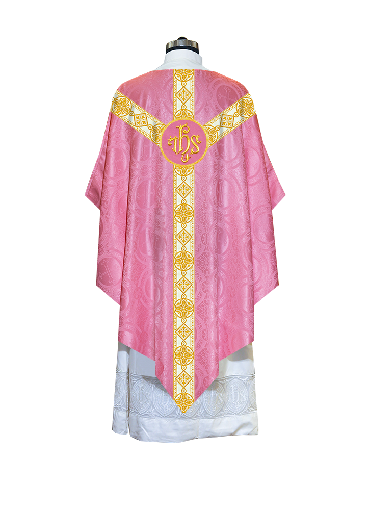 Traditional Pugin Style Chasuble Adorned with White Braids