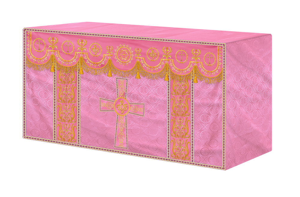 Embroidered Altar Frontal with Ornate Orphrey & Cross Design
